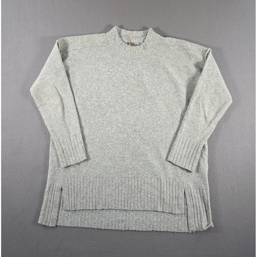 Free People Eastwood Tunic Sweater Womens Small Grey Wool Blend Crewneck
